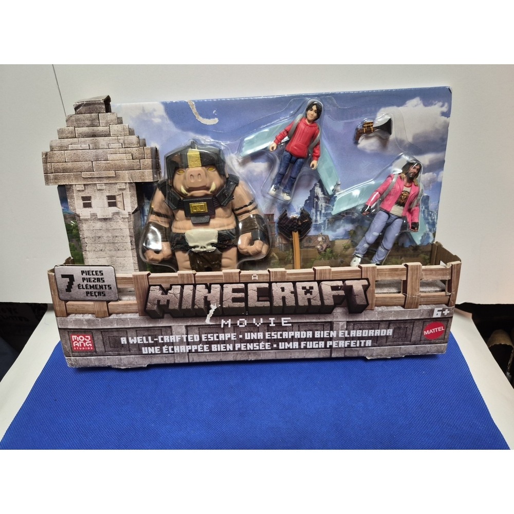 Minecraft Movie 7 Pieces Action Figure Set New Box Creases Damage See Pictures